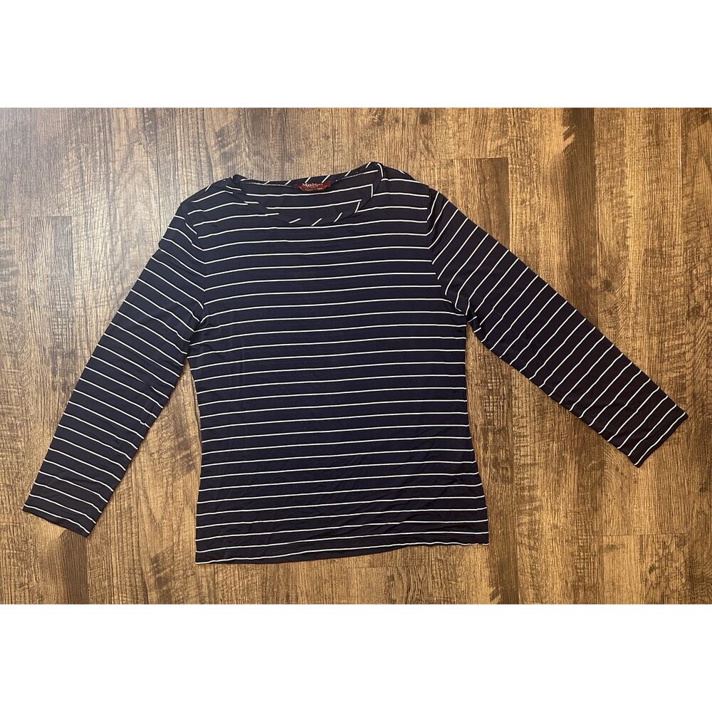 Max Mara Striped Jersey Top Women’s XL Preppy Nautical Stretch